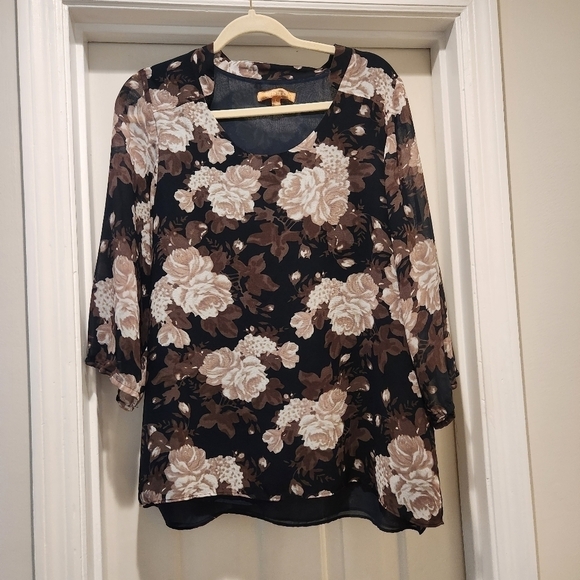 Ellen Tracy sheer Rose top lined bodice - Picture 1 of 8